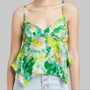 Wild Fable | Green Floral Handkerchief Tank